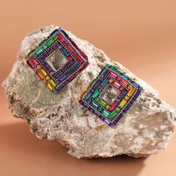 StyleCast Silver-Plated Rhinestone Studded Square Shaped Studs-image-70