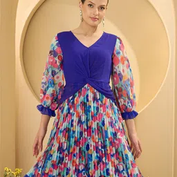 Antheaa Floral Print Chiffon Fit & Flare Dress-picture-54