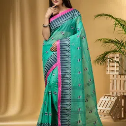 DESH BIDESH Woven Design Pure Cotton Taant Saree-image-78