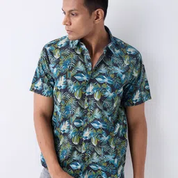 SPYKAR Men Floral Printed Spread Collar Cotton Casual Shirt-picture-15