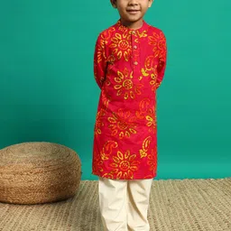 Readiprint Fashions Boys Floral Printed Pure Cotton Kurta with Pyjama-19