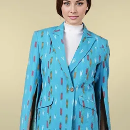 Talethread Ikat Printed Cotton Single-Breasted Casual Blazer-picture-5
