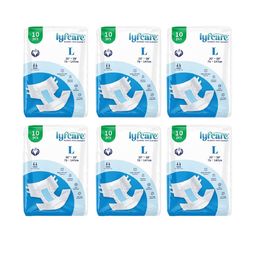 Lyfcare Unisex Set Of 6 Adult Classic Tape Diapers - L 10Pcs Each-23