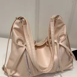 LULU & SKY PU Oversized Structured Shoulder Bag With Fringed image 4