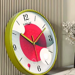 RANDOM Green & White Printed Contemporary Round Analogue Wall Clock-1