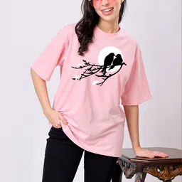 TQH Women Pack of 2 Graphic Printed Round Neck Oversized T-shirts-picture-35