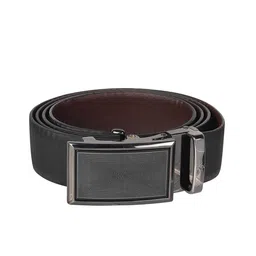 Metro Men Textured Slider Buckle Closure Leather Reversible Belt-picture-4