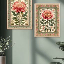 Kotart White & Pink 2 Pieces Wooden Floral and Botanical Painting Wall Arts-picture-20