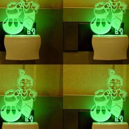 SOMIL Green & Blue Set Of 4 Printed Glass Krishna Shaped Wall Lamp-image-16