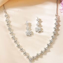Anouk Silver Plated American Diamond Studded Jewellery Set-40