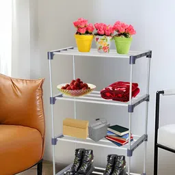 Decent Hut Navy Blue 4-Tier Rectangle Stainless Steel Shoe Rack-34
