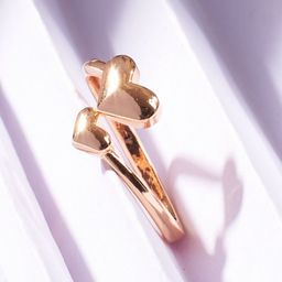 SALTY Women & Girls Heart Talks Rose Gold Adjustable Finger Ring-10