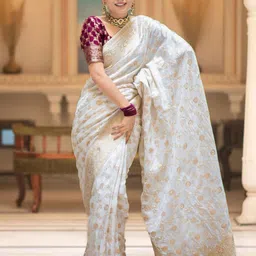 bigben textile Ethnic Motifs Zari Silk Blend Banarasi Saree-picture-8
