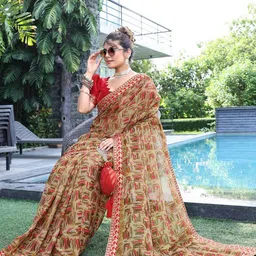 Lookmark Geometric Printed Pure Georgette Saree-57