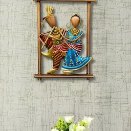 ANSHIKA INTERNATIONAL Red & Blue Metal Radha Krishna Wall Decor-image-70