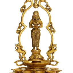 Exotic India Deepalakshmi in Mayura - Prabhavali Gold-Toned Brass Pooja Essentials-image-10