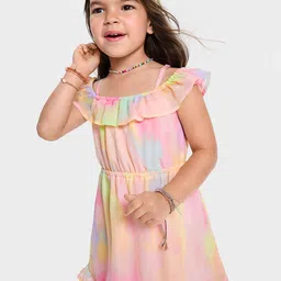 THE CHILDREN'S PLACE Girls Printed Off-Shoulder Flutter Sleeve Fit & Flare Dress-picture-35