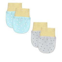 Adhigams Set of 2 Kids Blue & Grey Cotton Mittans With Gentle Elastic Thread Wristbands-19