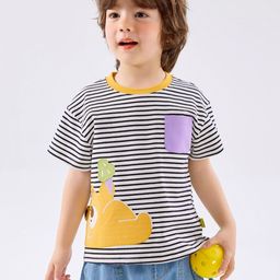 LULU & SKY Boys Striped Pockets Boxy T-shirt-image-48