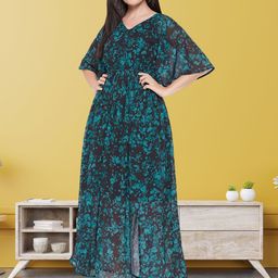 DressBerry Floral Printed Georgette Maxi Dress-image-85