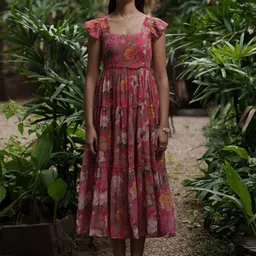 anayna Women Floral Printed Flared Midi Dress-picture-16