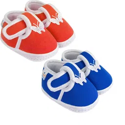 NESKA MODA 0 To 6 Months Newborn Baby Set of 2 Pair Soft Cotton Butterfly Velcro Baby Booties-15