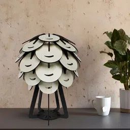 OLIVE TREE Cream-Coloured Abstract Shaped Wood Table Lamp image 5