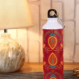 PENTADECO Red & Yellow Single Aluminium Printed Single Wall Vacuum Water Bottle-image-40
