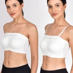TOMKOT White Bandeau Full Coverage Lightly Padded Bra-5