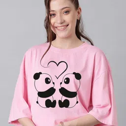 Stylecast X Kotty Women Cotton Printed Extended Sleeves Oversized Longline T-shirt-image-67
