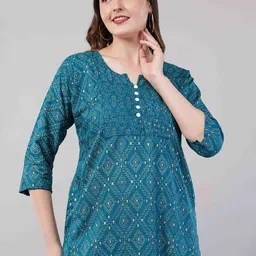 JIDI FASHION Geometric Printed V-Neck Kurti-48