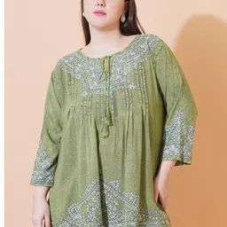 SAAKAA Women Ethnic Motifs Embroidered Tie-Up Neck Top-picture-27