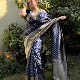 SILKWEAR Woven Design Zari Pure Silk Banarasi Saree-52