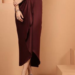 NEUDIS Satin Wrap Midi Asymmetric Hem Skirt-picture-13