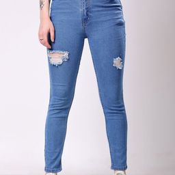 London Hills Women Slim Fit Mid-Rise Mildly Distressed Stretchable Jeans-image-92