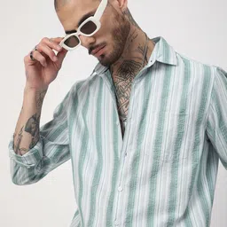 VASTRADO Men Classic Slim Fit Multi Stripes Opaque Striped Casual Shirt-image-78