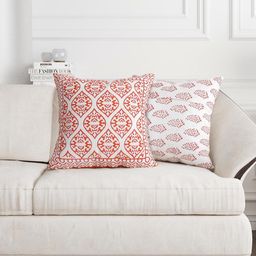 Myntra Elegant Homes Orange & White Set of 2 Ethnic Motifs Square Cushion Covers-39