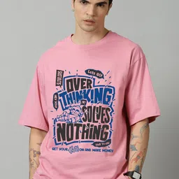 SLOWLORIS Men Printed Drop-Shoulder Sleeves T-shirt-51