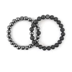 Divine souvenirs Set Of 2 Silver-Plated Artificial Beaded Elasticated Bracelet image 3
