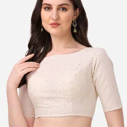 Oomph! Embroidered Cotton Short Sleeves Saree Blouse-39