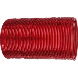 Guddan Set of 48 Red Glossy Metal Bangles image 4