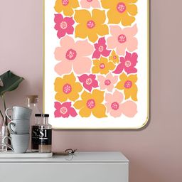 Livin'luxe White & Yellow Retro Floral Wooden Wall Art-picture-14