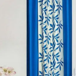 BELLA TRUE White & Blue Floral Printed Black Out Long Door Curtain-picture-34