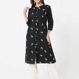 R&B Women Floral Printed Festive Cotton A-Line Kurta-image-78