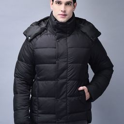Woodland Men Solid Hooded Long Sleeves Puffer Jacket-image-54