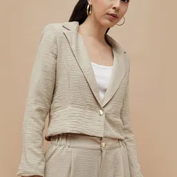 CODE by Lifestyle Women Lapel Collar Solid Casual Tailored Jacket-2