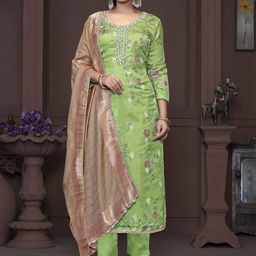 MANVAA Embellished Organza Unstitched Dress Material-picture-4