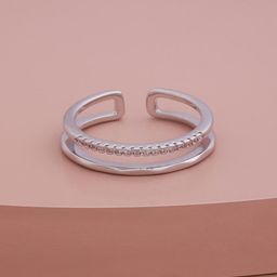Kushal's Fashion Jewellery Rhodium-Plated Zircon Studded Finger Ring-image-99