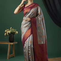KAYOMMI Woven Design Zari Pure Silk Banarasi Saree-image-19