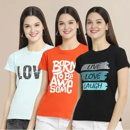 Metronaut Set of 3 Women Printed T-shirt-image-17